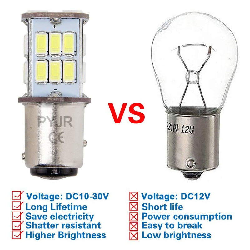 1157 Led Bulb White, Bay15d Led 12V 5W Bulb, Dc10-30V 6000K 800 Lm For Tail/Brake, Backup Light, For Car, Rv, Trailer, Boat, Motorcycle. (Pack Of 2) 1157-White