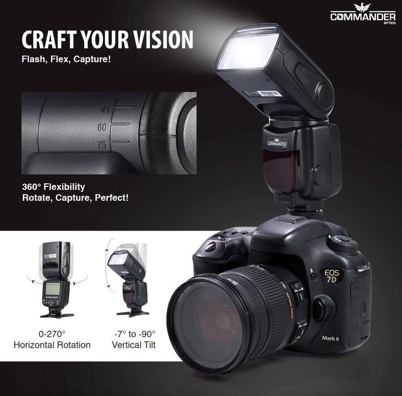 Electronic Flash For Canon DSLR EOS Rebel T7, SL3, 4000D, 850D, 80D, 90D, 6D Mark II, 5D Mark IV, EOS R, RP, R5, R6, R7, R8, R10, R100, M200,M50 Mark II, M6, M5 Fully Automatic Speedlite E-TTL Flash Only