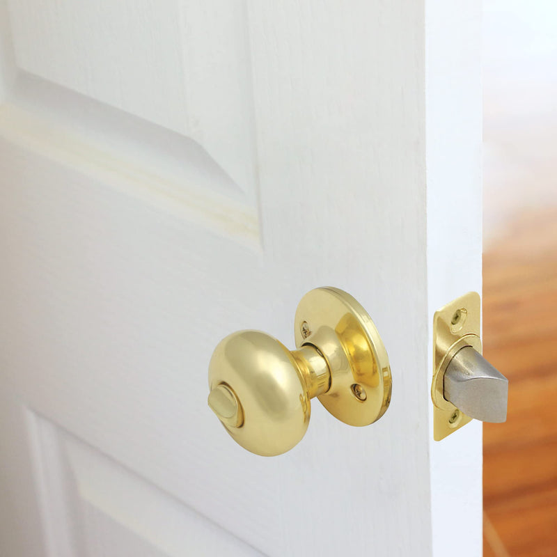 Design House 753277 Cambridge 2-Way Latch Privacy Door Knob, Adjustable Backset, Polished Brass Privacy/Bed & Bath unspecified