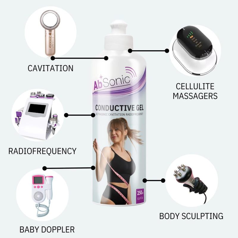 Absonic Cavitation Gel for Body Sculpting Machine - Conductive Gel for RF Radiofrequency, Ultrasonic Cavitation, Slimming Devices - Paraben-Free Body Contouring Gel, 1-Pack (8.5 oz)