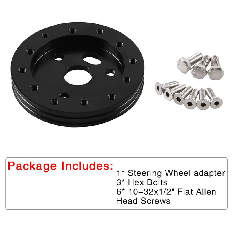 RULLINE 0.5" Steering Wheel Hub Adapter Conversion Spacer 6 Hole to 3 Hole Steering Wheel Adapter Boss Kit Black 0.5"