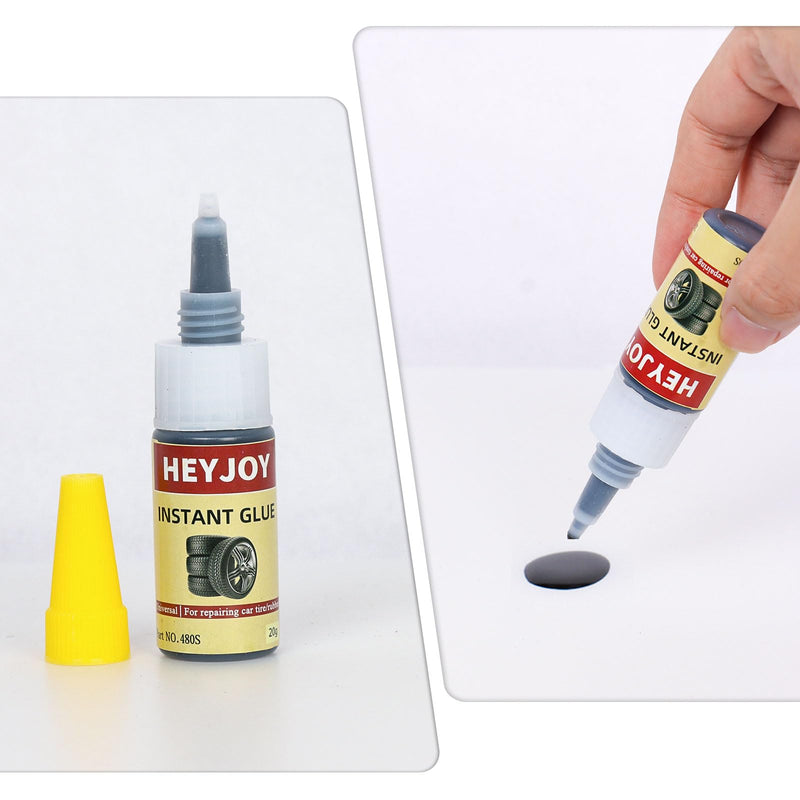 Black Tire Glue with Patch, Sidewall Emergency External Tire Repair Kit, Puncture Repair Anywhere for Tubeless Tires Rubber for ATV UTV Off-road Vehicles Car Motorcycle Tractors Van Trailer Lawn Mower 20g