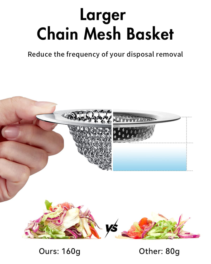 Wokdada 2 PCS Kitchen Sink Drain Strainer, Flippable Mesh Sink Strainer, 304 Stainless Steel Sink Screen, Easy Clean Large Basket Strainer, Anti-Clog Garbage Disposal Cover Fit for Standard Sink Drain Bright Silver Silver