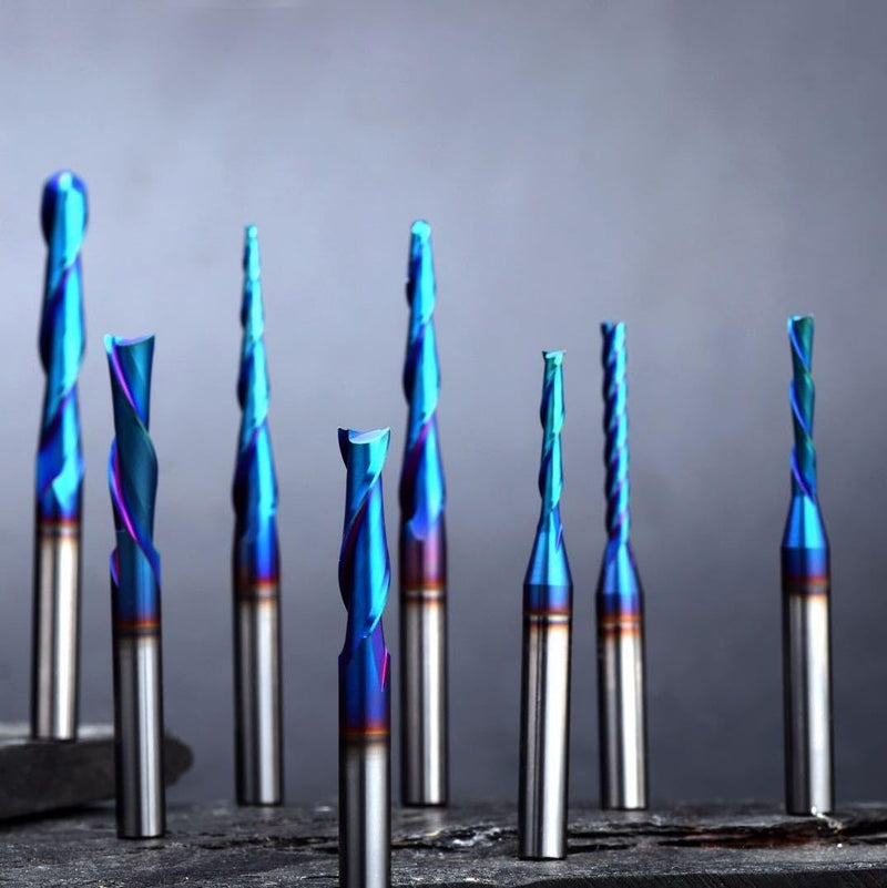 2PCS BRO03B Solid Carbide O Single Flute UpCut Plastic Cutting Spiral Bit CNC Router Bit End Mill NACO Coated with 1/16 inch Cutting Diameter 1/4 Inch Shank Nano Coated 1/16 inch Cutting Diameter 2