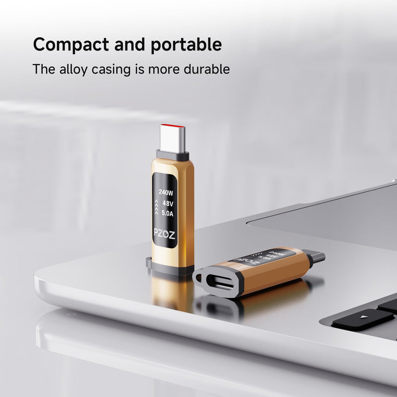 pzoz USB C Extender Adapter, 240W PD 3.1, 40Gbps Data, 8K@60Hz | Extend USB-C connections with 240W PD charging, 40Gbps transfer, 8K video, LED display and Thunderbolt 4/3 support. 2