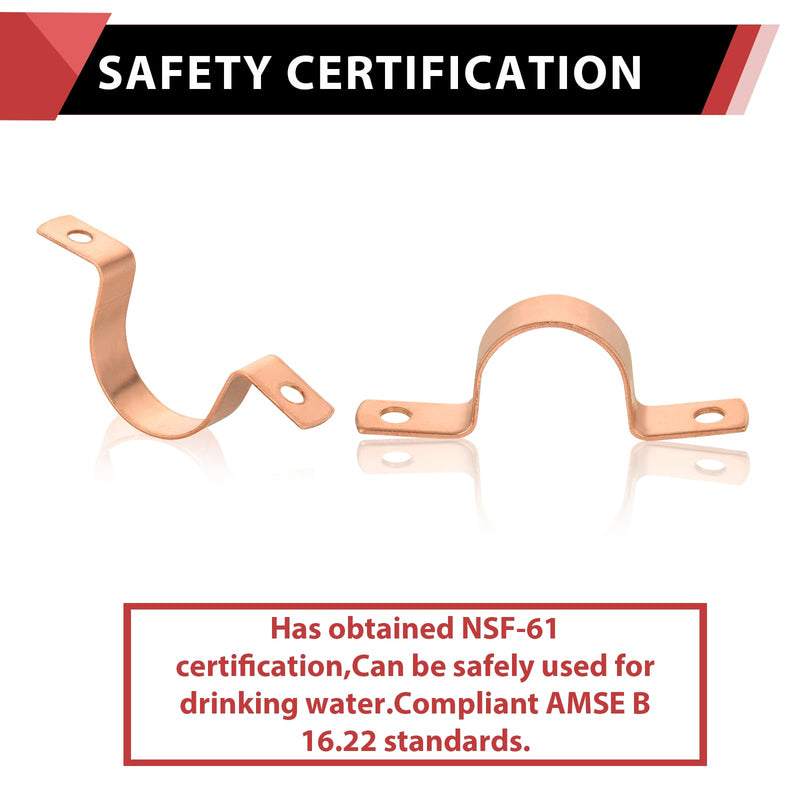 30-Pack EFIELD 3/4-Inch Copper Pipe Strap, Two-Hole Clamp Mount, Copper Made, Pro Pack, (COPPER024)