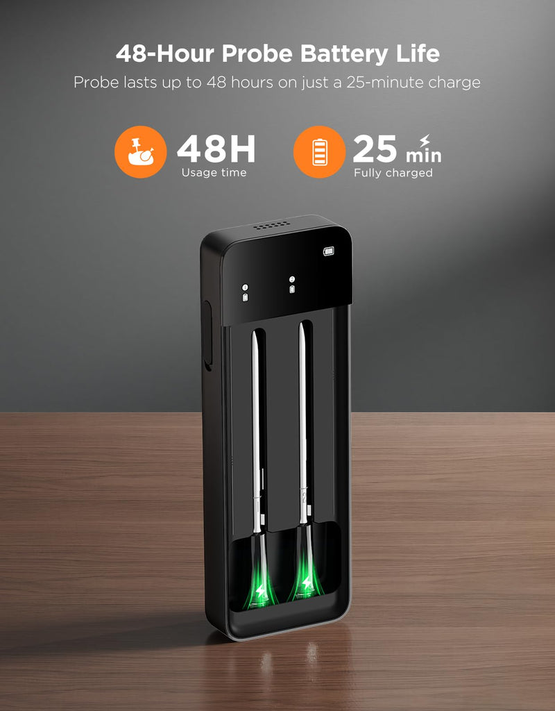 GoveeLife Bluetooth Wireless Meat Thermometer with 2 Probes, Standalone Digital Base, WiFi Unlimited Range, ±1.8℉ Accuracy, IP68 Waterproof Real Time Monitoring, for Kitchen, BBQ, Grill, Oven, Smoker