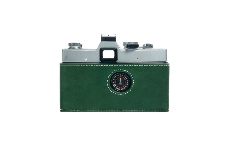 SRT-101 Film Camera Case, BolinUS Handmade Genuine Real Leather Half Camera Case Bag Cover for Minolta SRT 101 Film Camera With Hand Strap (Green) Green
