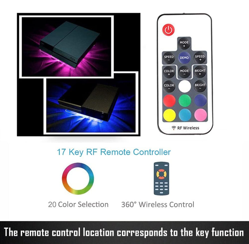 WFPOWER Wireless IR Remote Control 24 keys PS4 Cooling Fan RGB USB LED Cooler Thermal Fan Pad Stand for PC Case CPU Cooler Computer Gaming PS4 Playstation 4 Consoles Laptop Notebook XBOX One Radiators