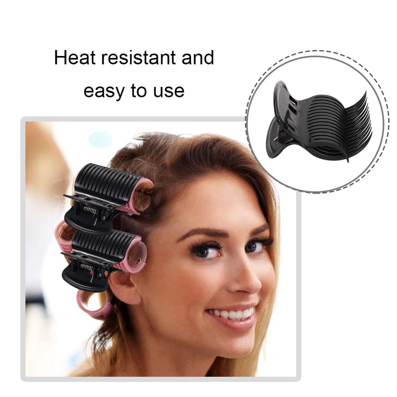 12 Pcs Hot Roller Clips Heat Resistance Plastic Hair Curler Claw Clips Lightweight Replacement Roller Clips for Hair Salon (Black)