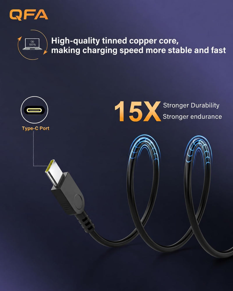QFA 65W USB C Laptop Charger | Compatible with Lenovo ThinkPad T480 T490 X1 Carbon T14 T16, Yoga C930 C940 7i, Chromebook, ADLX65YDC2A Type C Power Adapter