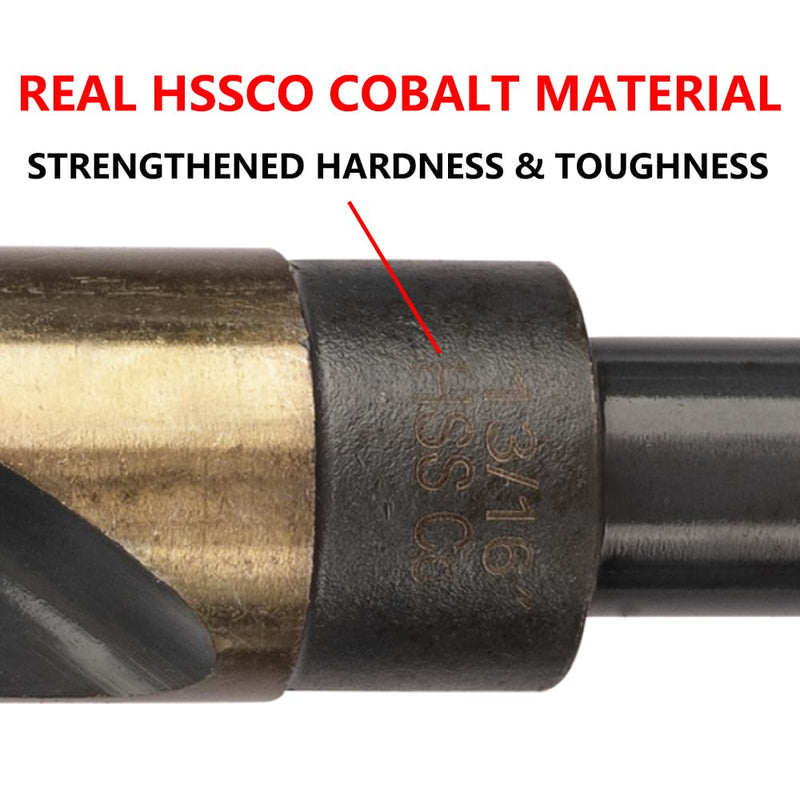1-1/2 Inch Cobalt Drill Bit 1.5" HSSCO High Speed Steel M35 S&D Twist Drill Bit for Stainless Steel 1/2" Reduced Shank 6" OAL 135-Degree Split Point 1-1/2" (1PC)