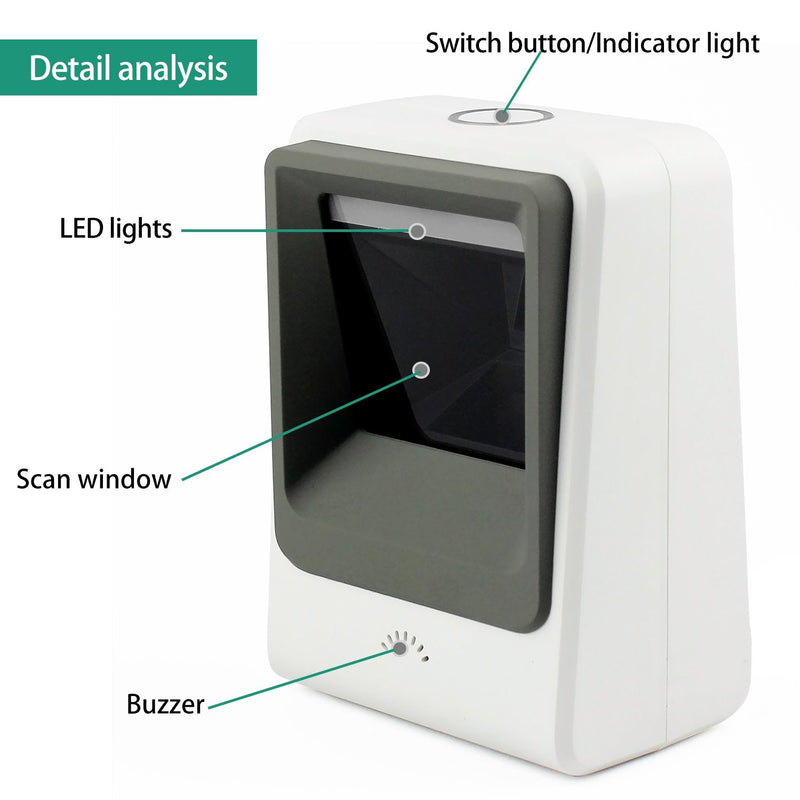 2D Barcode Scanner,Symcode Omnidirectional Hands-Free USB Barcode Reader Scanner for Mobile Payment Computer Screen Scan White