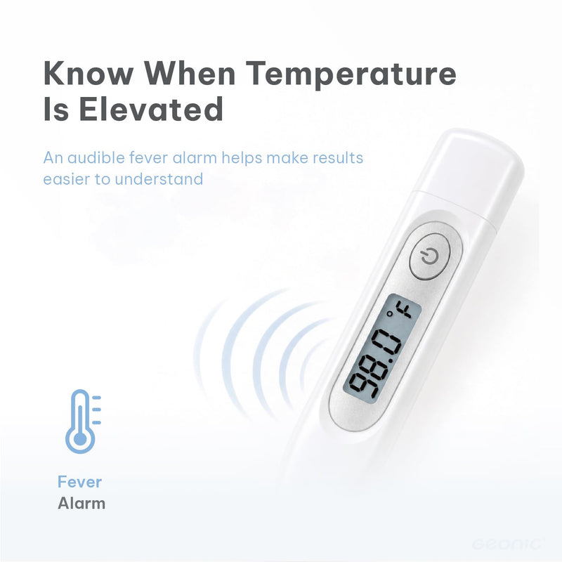 Digital Thermometer for Adults & Kids, 60-Second Reading, 3-in-1 Oral Rectal Underarm Use, Fever Alarm, Memory Recall, Water-Resistant, White