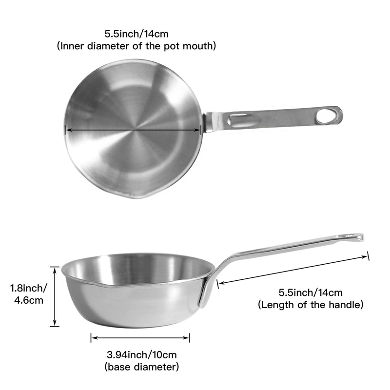 IMEEA 5.5” Small Egg Frying Pan 304 Stainless Steel 1–2 Egg Omelet Pan 5.5 Inch