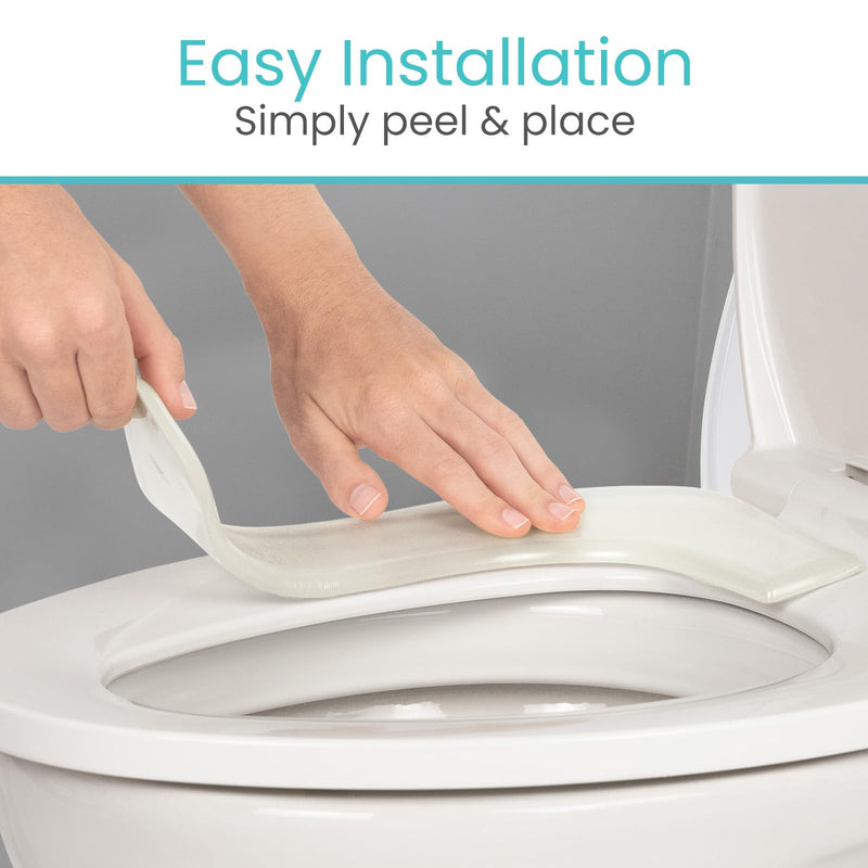 Vive Gel Toilet Seat Cushion Cover - Raised Padded Riser Cushion for Elongated, Standard, and Commode Chairs- Seat Warmer Pressure & Pain Relief Comfort- Adhesive Donut Pad for Elderly, Seniors Clear
