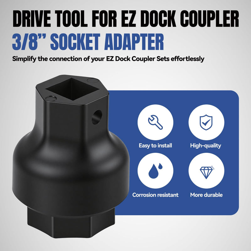 Drive Tool - Socket Compatible with EZ Dock Couplers,it Works with a 3/8-inch Drive Ratchet, 19-Millimeter or 3/4” socke