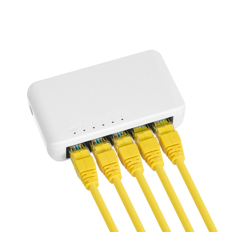 5 Port Gigabit Ethernet Switch, 4 x 100/1000Mbps Ports and 1 Gigabit Uplink, Unmanaged Mini Plastic YuLinca Gigabit Ethernet Splitter 5x1G