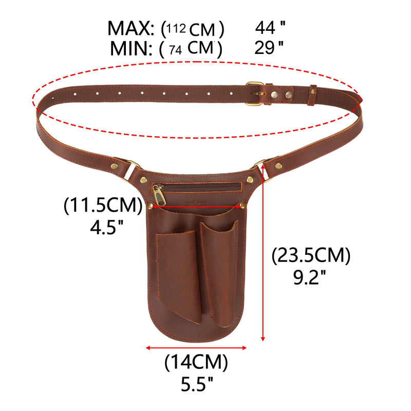 Tourbon Leather Gardening Belt Florist Tool Bag Gardener Holster Waist Pouch Electrician Carpenter Organizer Kit with 4 Pockets Up to 44"", Brown