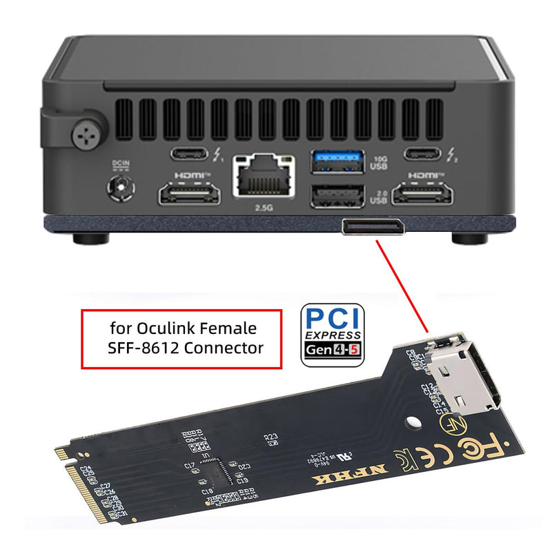 2280 PCI-E 5.0 4.0 M.2 M-Key NVME to Oculink SFF-8612 SFF-8611 & SSD Host Adapter with for NUC15 Pro Mini PC Computer Slim Type NUC15CRK Slim Type NUC15CRK Kit