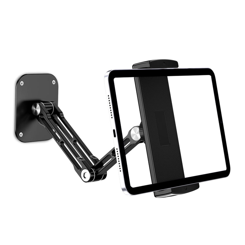 Tablet Wall Mount Holder, Aluminium Extendable iPad Wall Holder, with 360°Rotating Base Adjustable and Foldable for iPad Pro Air Mini, Samsung Galaxy Tab, All 4.7-12.9" Phones and Tablets