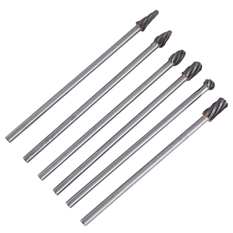 Rotary File, Rotary Bit Set, port and polish kit cylinder head porting tools 6pcs Tungsten Carbide Aluminum Rotary Files Burr Set 6mm Shank 10mm Cutting Diameter with High Abrasion