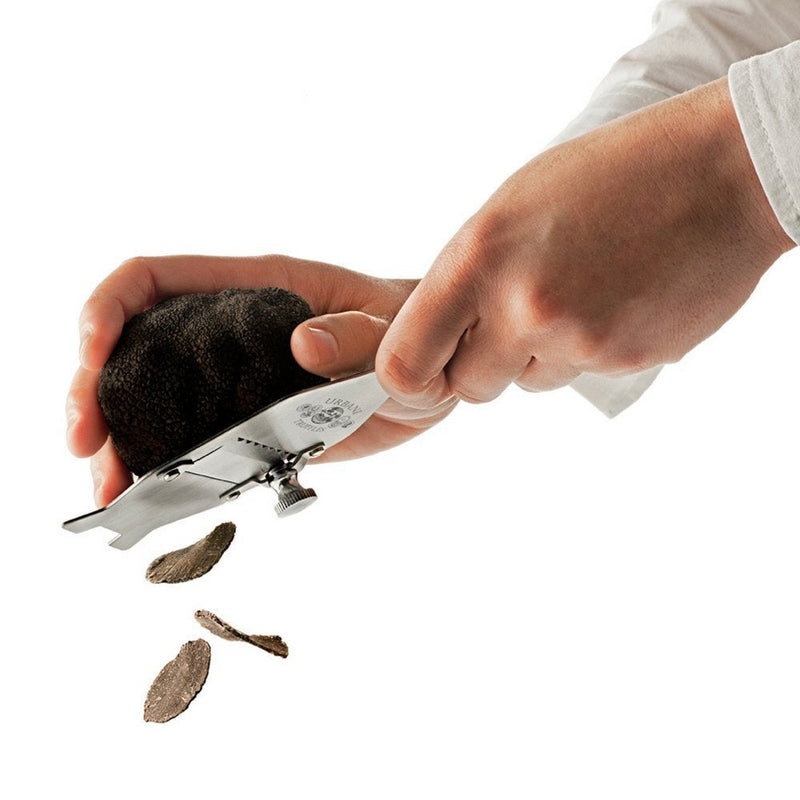 Urbani Truffles Stainless Steel Truffle Slicer Shaver - Premium Cheese Shaver for Hard Cheese, Mushroom, Chocolate, Garlic & More, Kitchen Handheld Manual Slicer with Adjustable Blade, Food Shredder