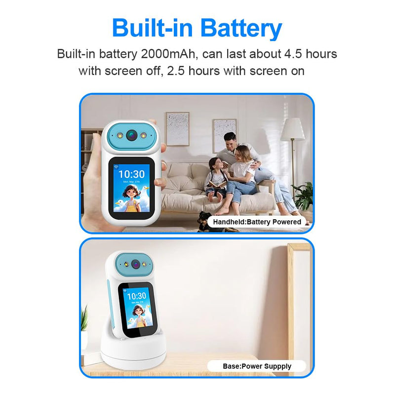 Video Calling Handheld Security Camera Indoor,Nanny Camera Baby Camera Pet Camera,2-Way Video Call 350°Pan Cameras for Home Security,Move Tracking,Alarm Push 1080P 2.8inch Screen,Night Vision