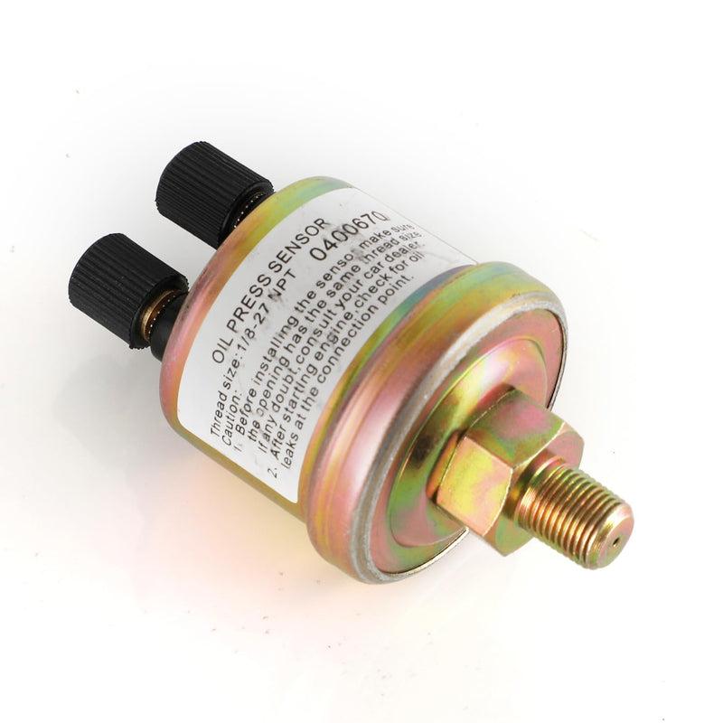 Tinted 7 Color Oil Pressure Gauge 140 PSI Kit 2"(52mm) Includes 1/8-27 NPT Electronic Sensor Wiring Multi Color Display White Housing Black Dial Smoked Lens for Car Truck