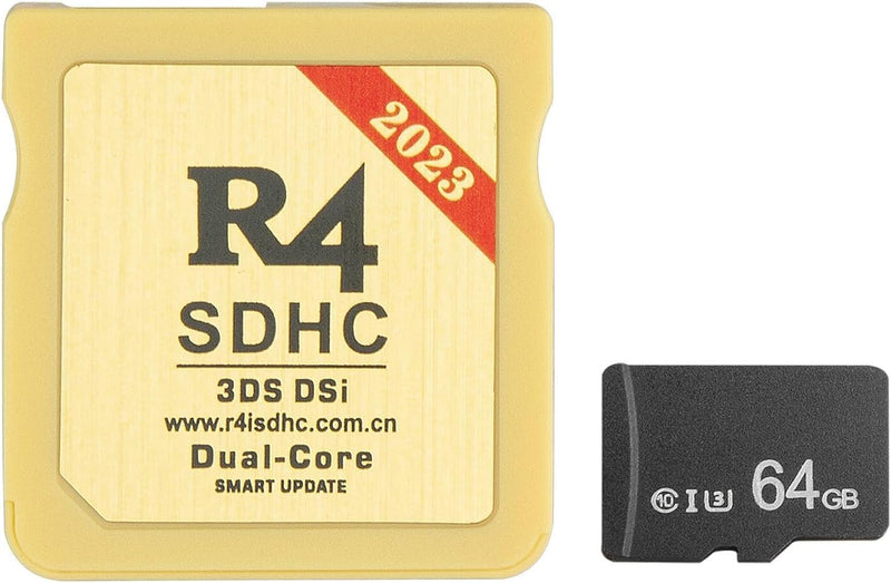 R4 Video Games Memory Card Adapter with 64GB TF Card Compatible with DS DSI 2DS 3DS NDS, No timebomb, Plug and Play