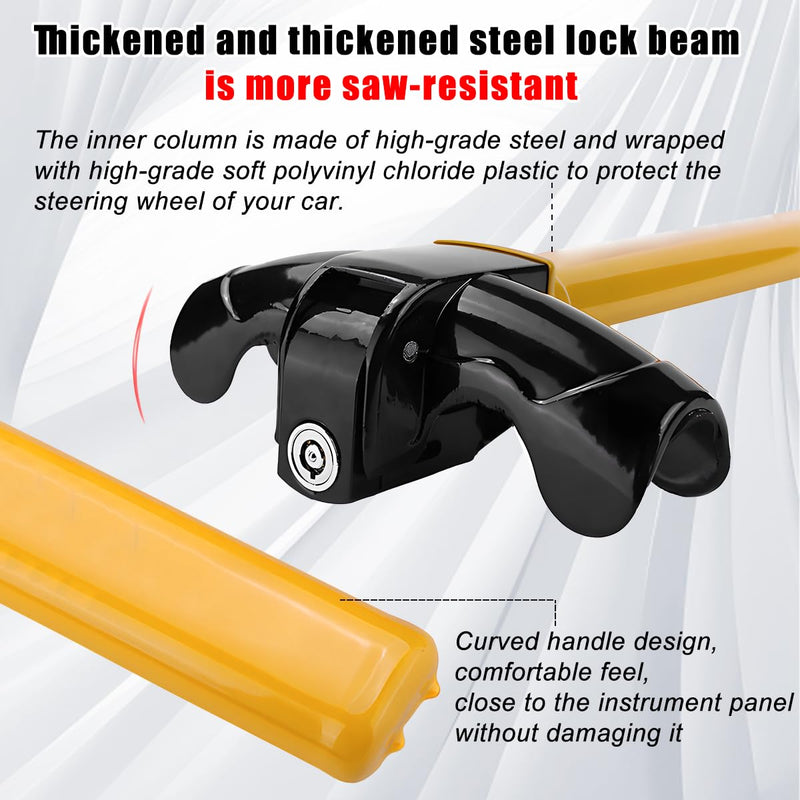 Car Steering Wheel Lock, Anti-Theft Device Heavy Duty Adjustable Vehicle Steering Wheel Secure Locking with Keys, Automotive Accessories, Universal for SUV RV Truck