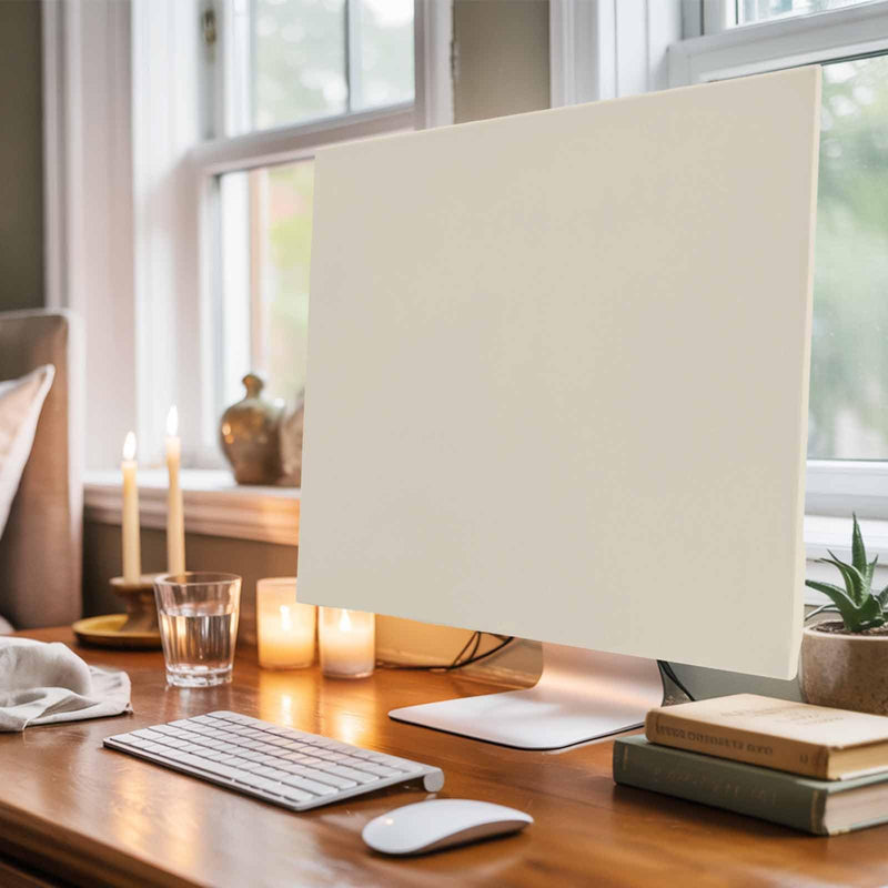 Indoor Elastic TV Cover, Ivory White Dust Proof TV Screen Slipcover Protection, Modern Pure Ivory White Stretch Waterproof Monitor Fitted 55" TV Covers for Inside 55 Inch White Swan