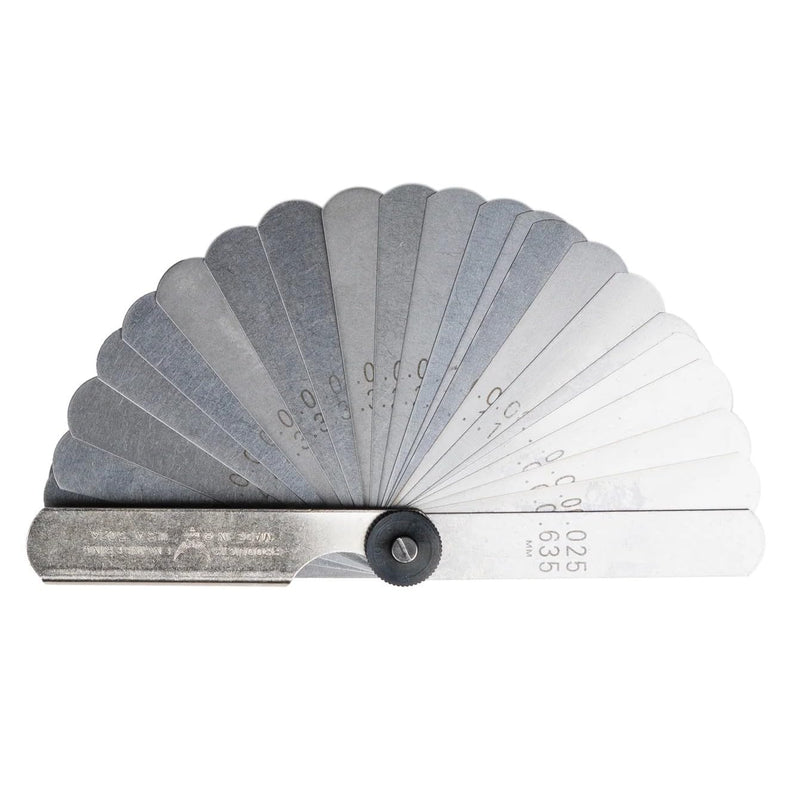 PEC Tools Feeler Gauge Set, 26 Straight Blades, 0.0015-0.025", Made in USA Straight Leaf 0.0015-0.025''