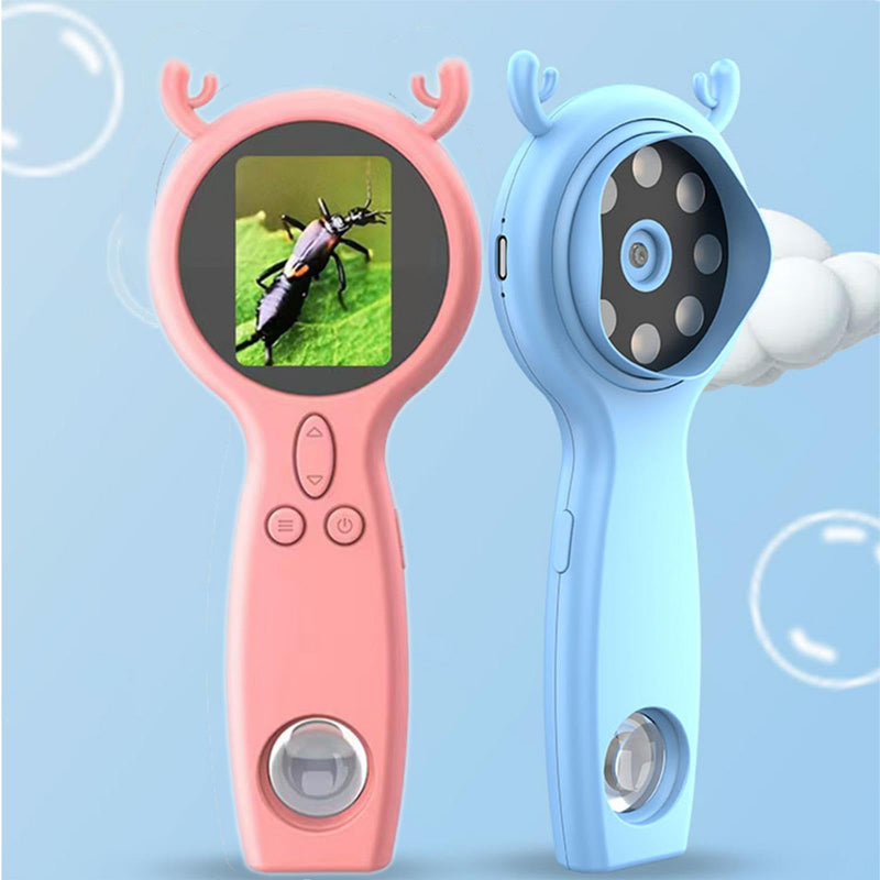 Handheld Digital Microscope, STEM Educational Science Learning Activity Kit, 500X Magnification Digital Deer Microscope, Christmas, Festival and Birthday Gift (Pink) Pink
