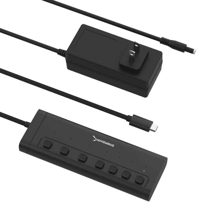 SABRENT USB C Hub 7-Port 48W Powered Hub with Switches (HB-3A4C) 7-PORT - USB Type C