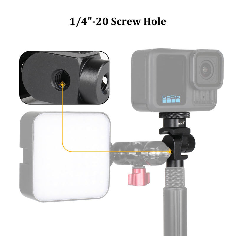 HSU Vertical Mount Adapter, Aluminum 1/4”-20 Screw Hole 180° Rotation Camera Tripod Mount for Insta360 X5/X4/X3/X2/X/RS/R/GoPro/DJI Osmo Action 5/4/3 Camera and Other Action Cameras