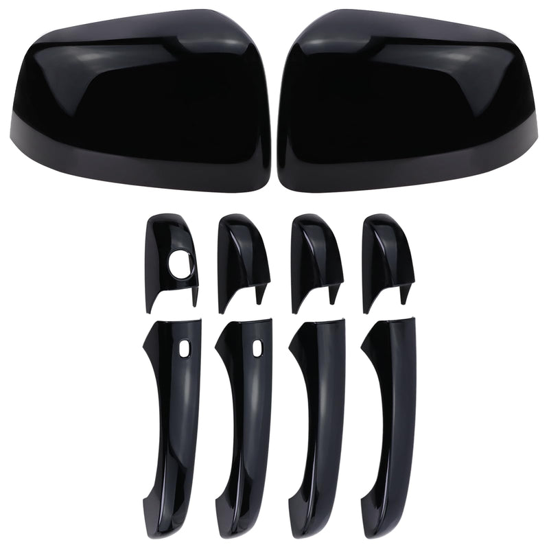 Left and Right Side Mirror Cover Cap and Door Handle Covers Compatible with 2011-2021 J-eep Grand Cherokee D-odge Durango (Black) Black