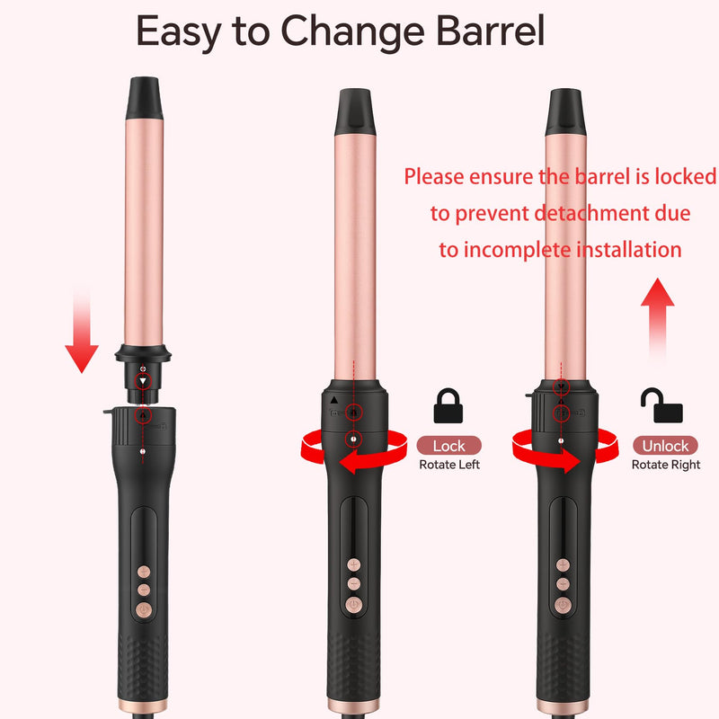 UNOBEY 5 in 1 Curling Wand Set, 3 Barrel Curling Iron Set Interchangeable | Ceramic Barrel Hair Curler Tools(9-32mm) for All Hair Types, Fast Heating, Include Glove, Long-Lasting Results
