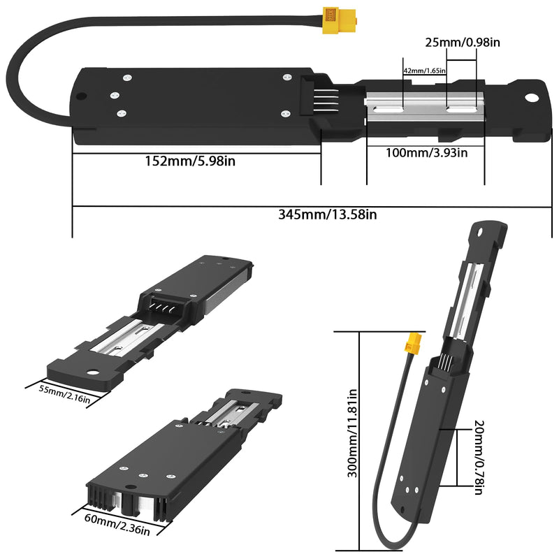 YASCO Ebike Battery Base Bottom Holder for Hailong Electric Bike Battery Mounting Plate Bracket with Connector (Hailong 4 pins) Hailong 4 pins