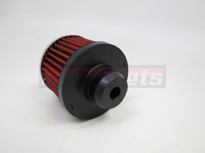 3" Washable Reusable Chrome Steel Push In Filter Breathers. Rubber base. With Silver/Red/Black washable filter. Fit 1.25" Vlave cover Chevy Ford Mopar SBC BBC (Red) Red