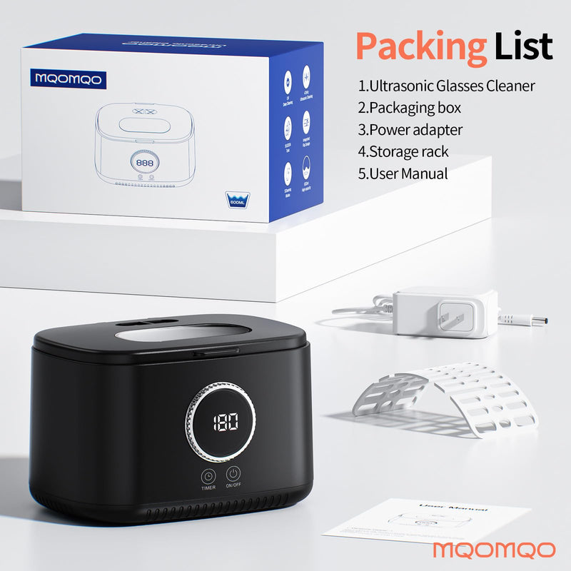 47kHz Ultrasonic Jewelry Cleaner Machine for Glasses, Eyeglasses, Rings | 600ml Stainless Steel Tank , Digital Timer, 5 Modes and UV Light for All Jewelry, Eyeglasses, Dentures, Retainers Light Black
