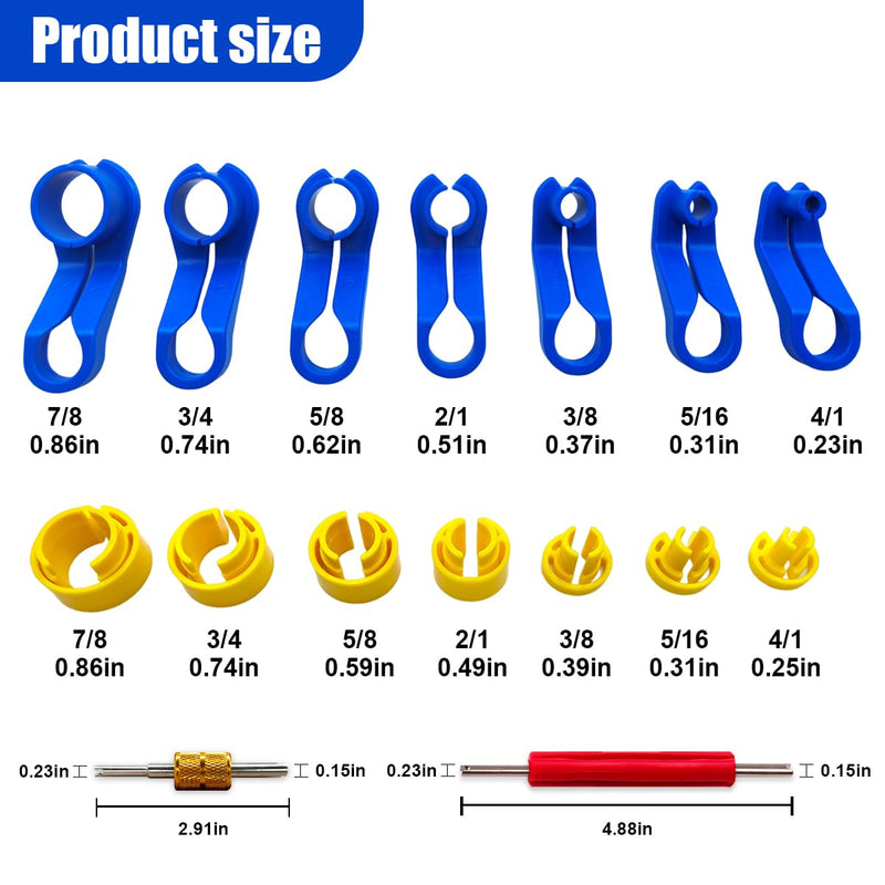16PCS Car AC Fuel Line Disconnect Tool Set, Master Quick Disconnect Tool Kit Includes 1/4 5/16 3/8 1/2 5/8 3/4 7/8 Inch, Valve Core Remover with Storage Box for Transmission Oil Cooler Line