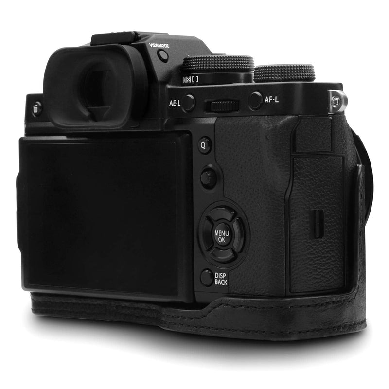 MegaGear MG1550 Ever Ready Genuine Leather Camera Case for Fujifilm X-T3 (XF23mm - XF56mm & 18-55mm Lens) - Black