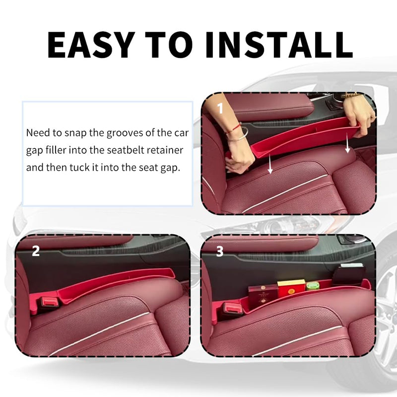 2PCS New Car Seat Gap Filler with 2 Storage Areas,Stylish Car Seat Gap Storage for Stabilizing Phone,Keys Wallet,Universal Car Seat Gap Filler Organizer Interior Accessories (Carbon Black) Carbon Black