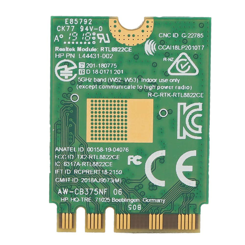Wireless Network Adapter, Dual Band Wireless 2.4G/5Ghz Maximum 867Mbps NGFF M2 Bluetooth 5.0 Adapter, 802.11AC Compatible with 802.11A/B/G/N, RTL8822CE