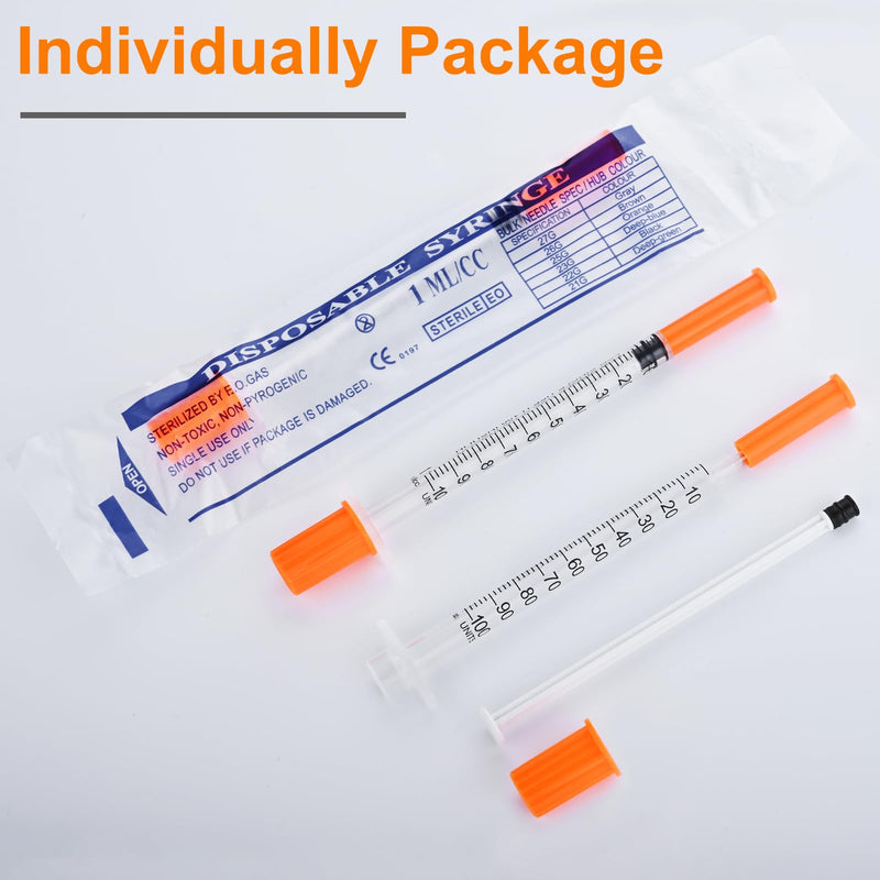 1ml/cc Syringe U-100 32G 5/16 Inch(8mm) Scientific Lab Syringe， Individually Wrapped Pack of 100 1ml-32G-5/16" 100.0