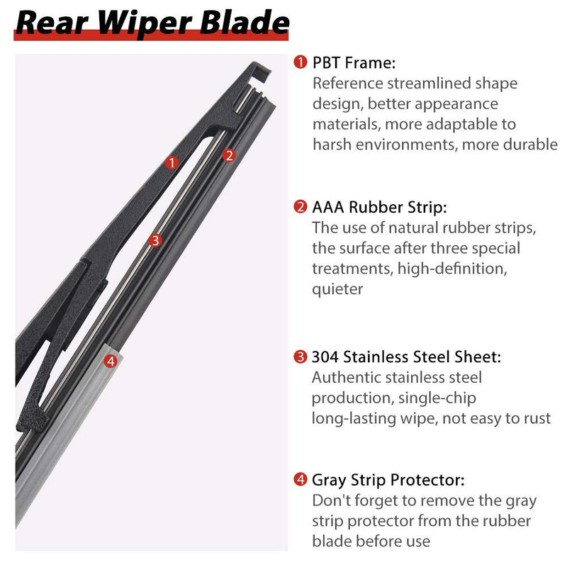 OTUAYAUTO Rear Windshield Wiper Arm Blade, Replacement for 2011-2017 Honda Odyssey OEM : 68256590AA - Back Window Wiper for Automobile Rear Wiper Arm and Blade Replacement for Honda Odyssey 2011-2017
