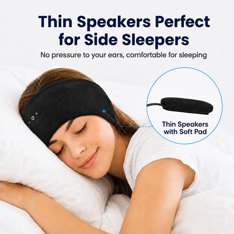 2-Pack Sleep Headphones Bluetooth Headband with Thin Speakers-Black&Gray | Headband Headphones for Sleeping & Sports, No Ear Pressure for Side Sleepers,12-Hour Battery, Works with All Bluetooth Device Black&Grey