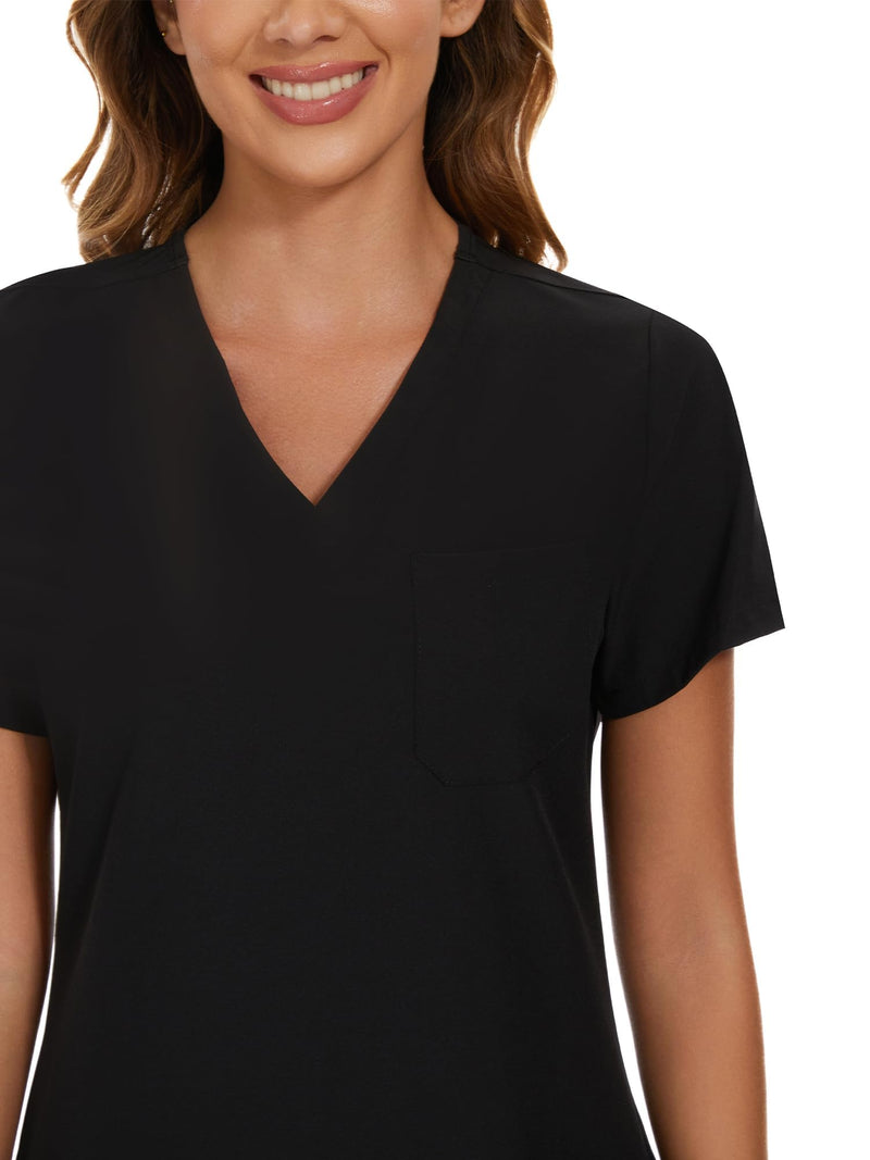 COZYFIT Scrubs for Women Set - Stretch V-Neck Scrub Top & Jogger Pant with 8 Pockets COZY SCRUBS X-Large Black