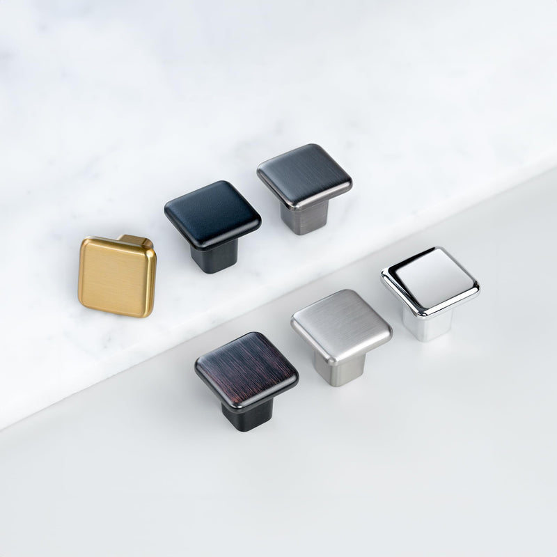 HESTIA HARDWARE 10 Pack Square Black Cabinet Knobs | Kitchen Black Cabinet Handles | Square Cabinet Knob, Knobs for Cabinets and Drawers (Z16.10.D)